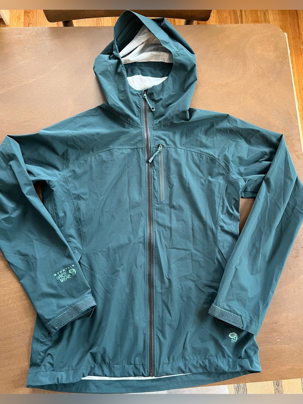 Women’s Mountain Hardware Teal Hooded Waterproof Jacket